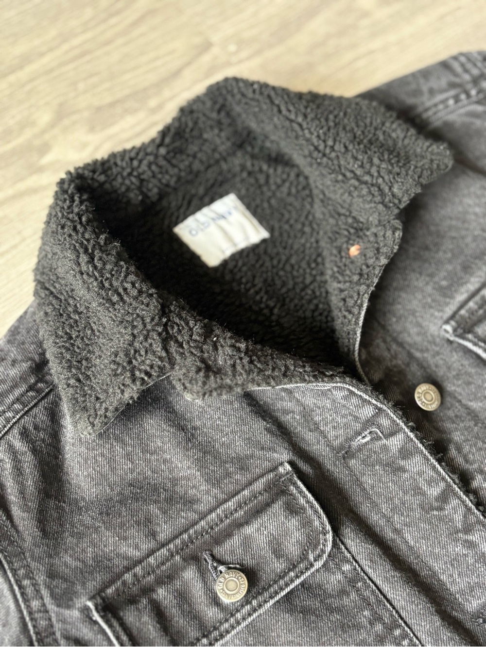 Old Navy Black Sherpa-Lined Denim Jacket